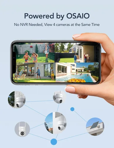 Miniatura 9 de GNCC Cámaras de seguridad solares inalámbricas para exteriores 2.4G WiFi, vista de 360°, funciona con energía solar/batería, detección humana AI