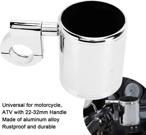 Miniatura 4 de Portavasos para manillar de motocicleta, aleación de aluminio, universal para , 22 1.260 in mango, ajustable
