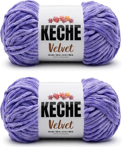 Miniatura 27 de Keche Hilo de terciopelo para ganchillo, manta de felpilla suave, voluminosa, hilo amigurumi, 3.53 oz (132 yardas), color azul bebé