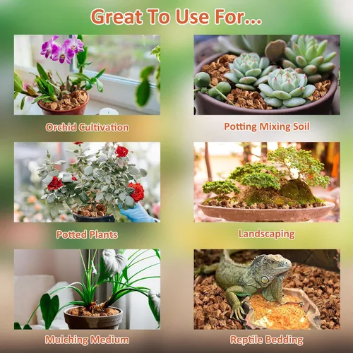 Miniatura 6 de Riare Paquete de 2 sustratos de chips de coco para plantas, 2.2 libras, ladrillo de cáscara de coco 100% orgánico con baja EC y pH equilibrado