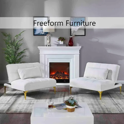 Miniatura 5 de Sofá cama convertible, sofá cama moderno con respaldo ajustable, patas de metal, sofá biplaza tapizado plegable, sofá seccional, asiento de espuma