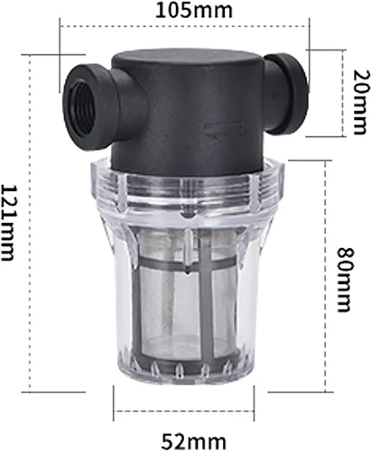 Miniatura 5 de Filtro de agua de 2 piezas, filtro de tubo giratorio, cubierta de nailon PA66, cuenco de policarbonato con pantalla de acero inoxidable 304 de malla