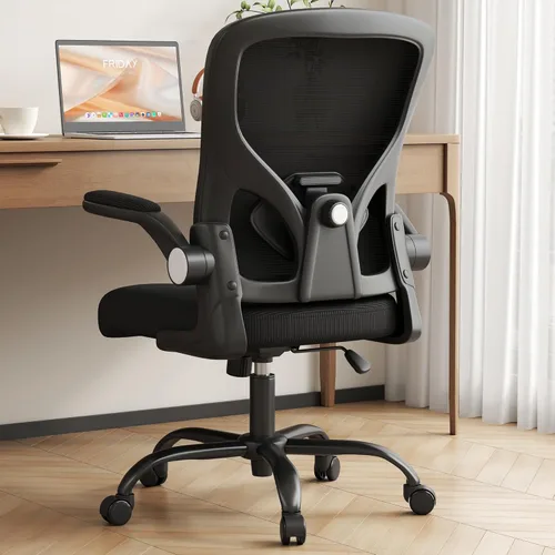 Silla de oficina, silla de escritorio ergonómica con soporte lumbar ajustable, brazos abatibles, cómoda silla giratoria de malla para computadora,
