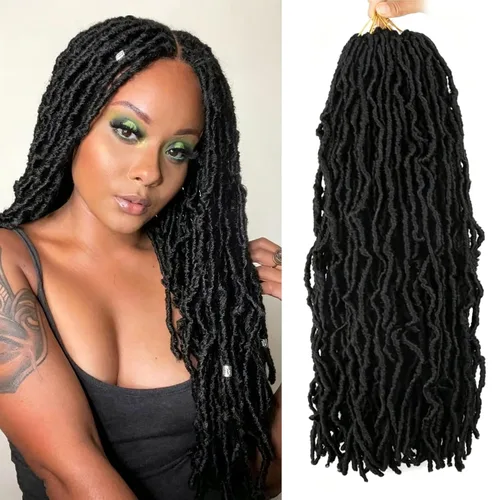 Miniatura 31 de 6 Paquetes Soft Locs Cabello de Ganchillo Pre Looped Faux Locs Trenzas de Ganchillo Goddess Locs Dreadlocs Cabello Sintético Para Mujeres Negras 1b