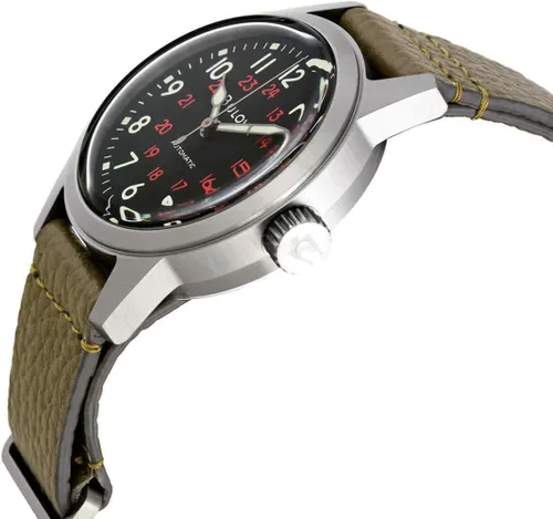 Miniatura 4 de Bulova Men's Military Heritage Hack Stainless Steel 3-Hand Automatic Watch, NATO Leather Strap, Luminous Hands and Markers