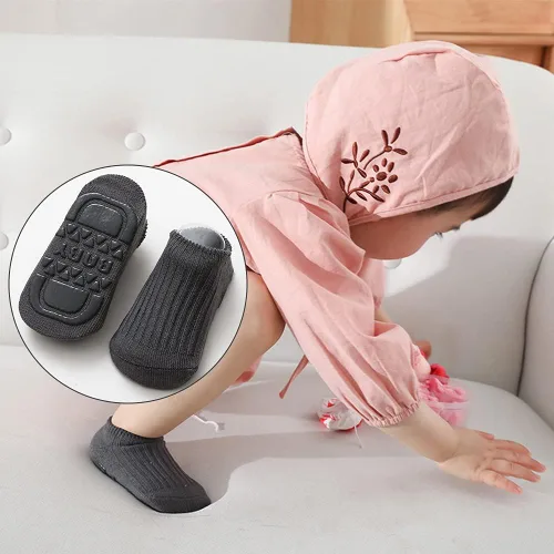 Miniatura 5 de Calcetines de tobillo antideslizantes con agarres de algodón multicolor para bebés recién nacidos 6 pares