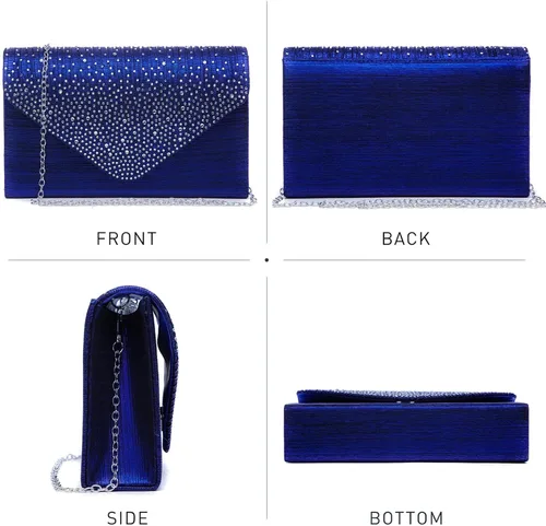 Miniatura 3 de Dasein Bolso de mano con satén satinado para mujer, tipo embrague, para noche, bandolera, bolsos, fiesta, graduación, boda, sobre