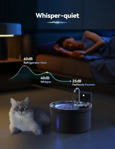 Miniatura 7 de Fuente de agua inalámbrica para gatos [Separación de agua y batería] FEELNEEDY Fuente para gatos operada por batería de 4000mAh, fuente