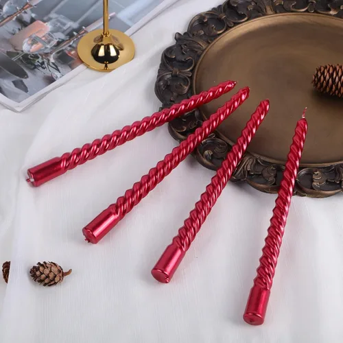 Miniatura 7 de Kemladio Vela, 4 velas cónicas rojas sin perfume de 10 pulgadas, 8 horas de tiempo de combustión, cena, Halloween Rojo
