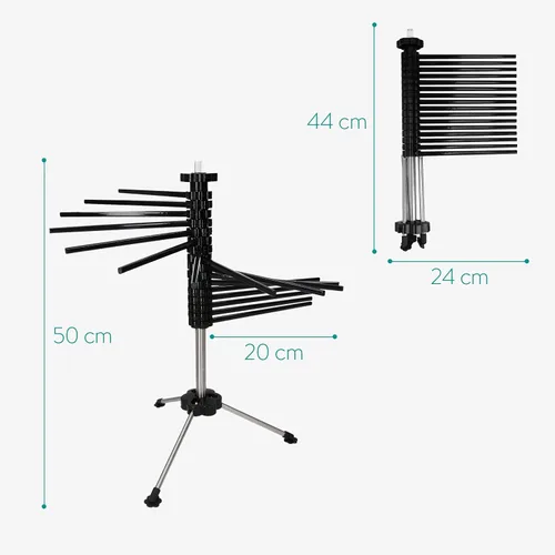 Miniatura 3 de Navaris Escurridor plegable para pasta, soporte alto y compacto para fideos de espaguetis con 16 varillas de plástico, accesorios para hacer pasta