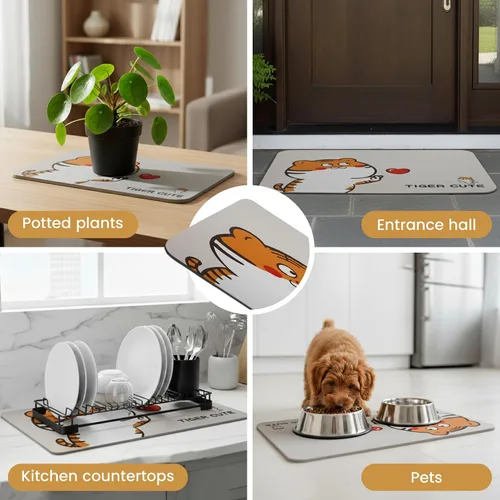 Miniatura 6 de Homerz Tapete de baño de piedra de alta calidad, tapete de baño de tierra de diatomeas absorbente de roca para baño, tapete de secado de piedra