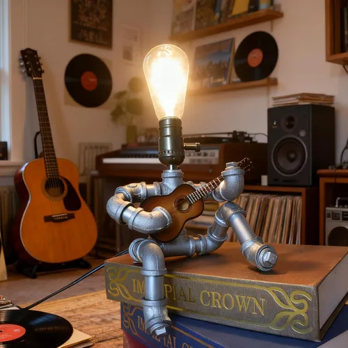 Miniatura 10 de Lámpara de Mesa Steampunk, Lámpara Industrial de Tubería de Agua Lámpara de Escritorio Retro de Tubería de Hierro Lámpara Vintage de Mesa de Noche