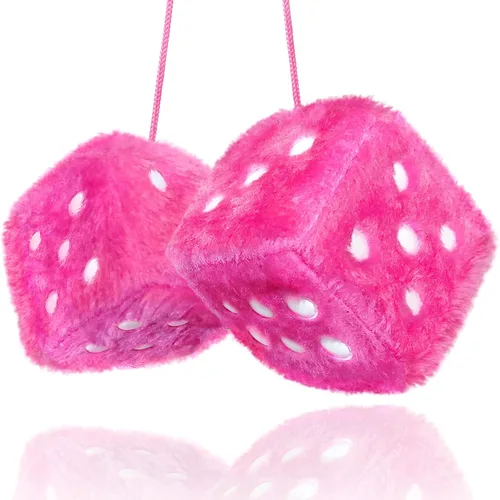 Miniatura 11 de Dados Peludos Negros Accesorios para Automóvil – Accesorios de Coche de Felpa Rosa Lindos para Interior – Adornos Decorativos Colgantes de Felpa