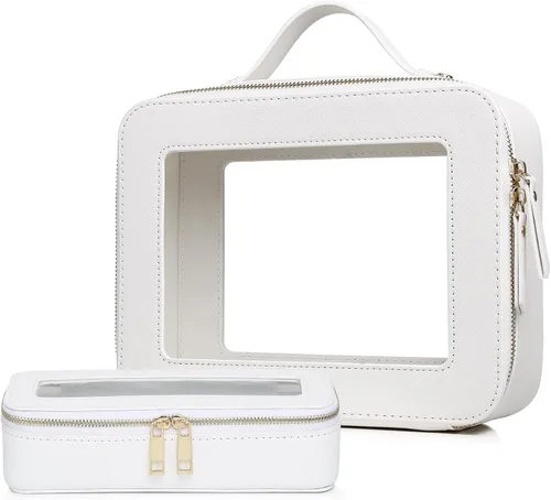 Miniatura 20 de Pinkmik Pequeña bolsa de maquillaje transparente, mini estuche para cosméticos, bolsa de aseo impermeable con cremallera, organizador de bolsos