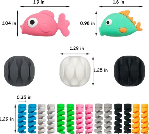 Miniatura 3 de ZAKVOOR 27 protectores de cable para cargador de teléfono, protector de cable USB Animal Bites protector de cable, protector de cable de carga