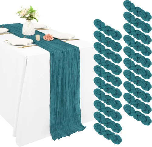 Miniatura 65 de 10 piezas de camino de mesa de estopilla en azul bebé 10 pies, camino de mesa de gasa para recepción de boda, despedida de soltera, fiesta