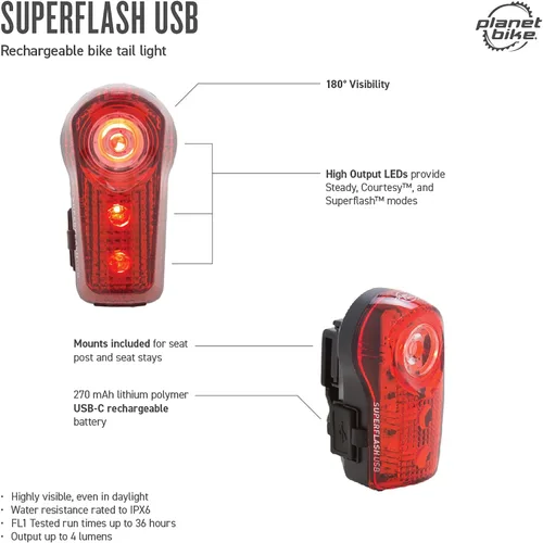 Miniatura 7 de Planet Bike Luz trasera de bicicleta USB Superflash