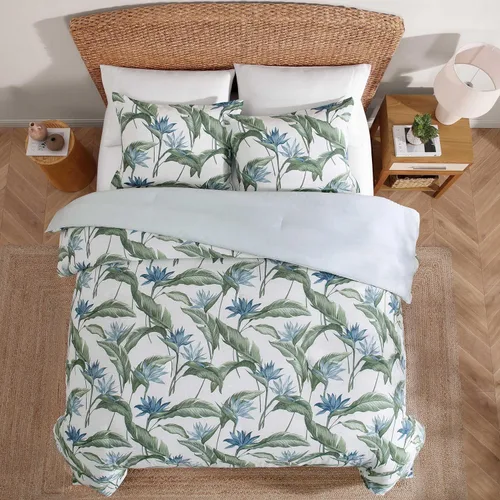 Miniatura 3 de Tommy Bahama - Juego de edredón tamaño Queen, ropa de cama costera de algodón suave con fundas de almohada, juego de cama floral tropical