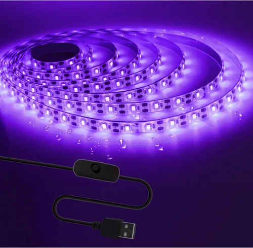 Miniatura 9 de Tira de luces LED USB de 5 V, color blanco, 6000 K, 9.84 pies, SMD 2835 IP65, impermeable, 180 LED, tira de luz Plug and Play con interruptor