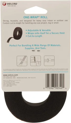 Miniatura 7 de VELCRO Brand - Rollo ONE-WRAP, doble cara, cinta multiusos autoadherente de gancho y bucle, reutilizable, rollo de 12' x 34" - Negro