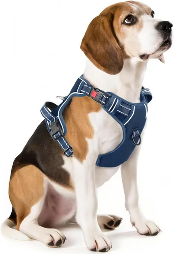 Miniatura 29 de Timos Arnés para perro de tamaño pequeño, arnés sin tirones para mascotas con cuello a presión bloqueable, chaleco reflectante para perro, sin