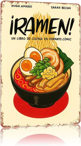 Cartel de metal vintage "Ramen! Un Libro De Cocina En Formato Comic", póster decorativo de pared para el hogar, adecuado para dormitorio, sala de