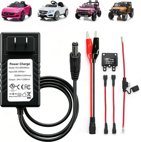 Cargador de batería de 24 V 1.5 A para ruedas eléctricas, juguetes para niños, cargador de batería de automóvil, cargador de 24 voltios 15000 mA