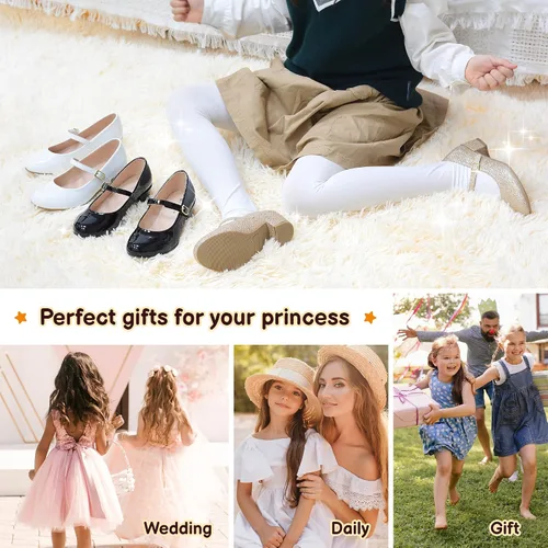 Miniatura 2 de Zapatos de vestir para niñas, zapatos de vestir Mary Jane para niñas, zapatos de princesa para boda, fiesta, niña, zapatos escolares de tacón bajo