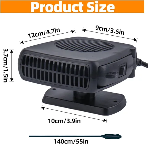 Miniatura 2 de Calentador de coche, 12V 200W potente descongelador portátil, nueva mejora 2026 de calentador y ventilador de enfriamiento 2 en 1 con rotación
