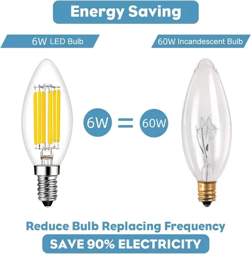 Miniatura 5 de Beonllay Bombilla LED E14 Regulable Equivalente a 60W 2700K Blanco Cálido, Bombillas de Luz E14 Base Europea 6W 600 Lúmenes AC120V, Bombilla Edison