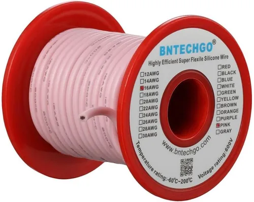 Miniatura 32 de BNTECHGO Carrete de alambre de silicona de calibre 16, rojo de 25 pies y negro, 25 pies, 2 cables separados, alambre de cobre estañado flexible