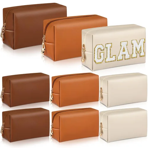 Miniatura 18 de Sanwuta 9 bolsas de maquillaje a granel de poliuretano con doble cremallera, bolsa de cosméticos, artículos de tocador de maquillaje, bolsa pequeña