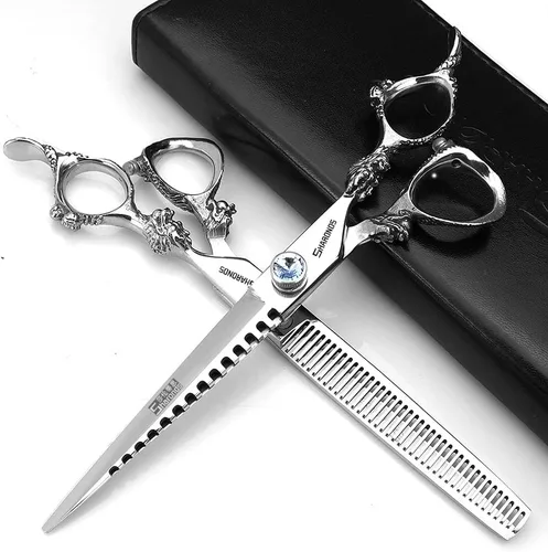 Miniatura 8 de Tijeras profesionales de peluquería de 7, 7.5, 8, 9 pulgadas, para peluquería, peluquería, peluquería, corte de pelo, tijeras de dragón (grande).