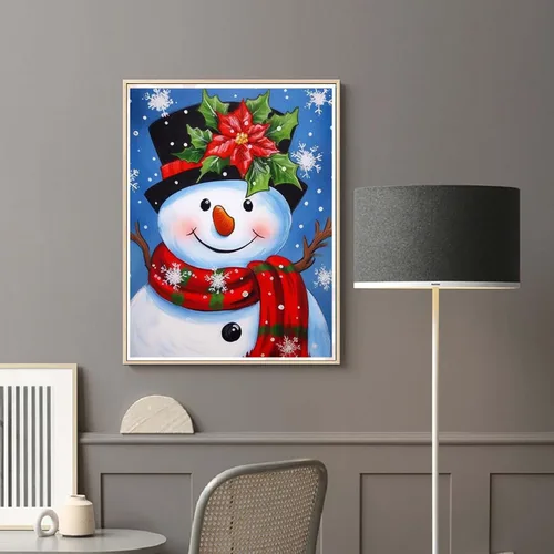 Miniatura 3 de Diymood Pintura por números para adultos, Navidad, pintura al óleo de muñeco de nieve, kits de pintura acrílica por números para niños, adultos