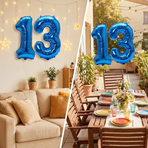 Miniatura 3 de YPSelected Globo grande de 32 pulgadas de helio con números 0-9 de papel de aluminio azul para cumpleaños, bodas y fiestas (Azul, 3)