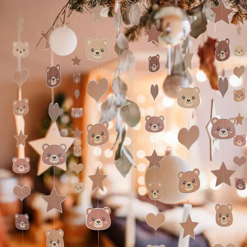 Miniatura 7 de Decoraciones de fiesta de cumpleaños de oso, pancarta de animales para revelación de género, cumpleaños, boda, baby shower, temática de osos