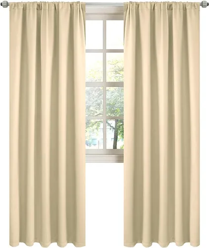 Miniatura 20 de LA PALMA Cortinas opacas con bolsillo para cortinero para sala de estar, bloqueo de luz, aislamiento térmico, reducción de ruido, cortinas