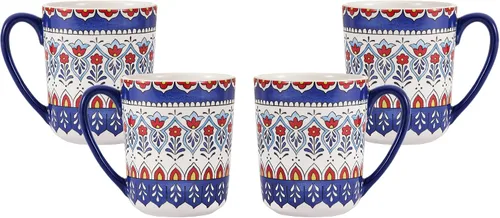 Miniatura 16 de Bico Blooming Moment - Juego de 4 tazas de café de cerámica, tazas de té grandes de 18 onzas con asa, tazas estéticas tipo latte para capuchino