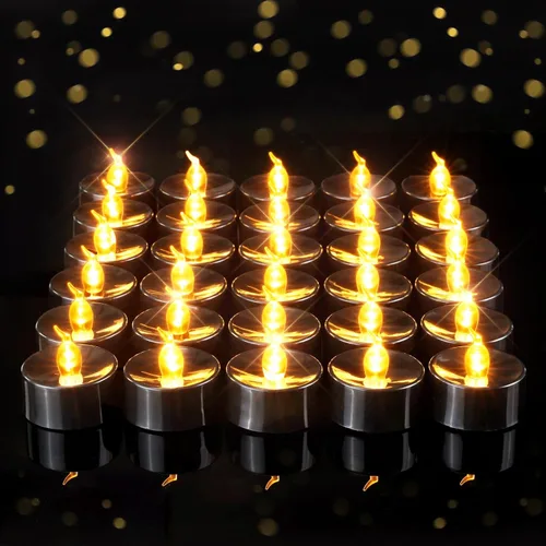 Miniatura 14 de Amagic 30 velas de té parpadeantes sin llama que funcionan con pilas, vela eléctrica de larga duración de más de 200 horas para centro de mesa