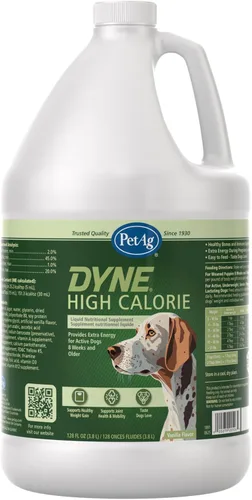 PetAg Dyne - Suplemento nutricional líquido alto en calorías para perros y cachorros de 8 semanas y mayores, 1 galón, apoya el rendimiento y la