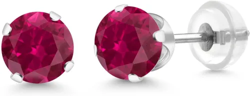 Miniatura 289 de Gem Stone King Aretes solitarios con piedra natal de oro de 14 quilates Redondos de 0.236 in Aretes de oro para mujeres y hombres