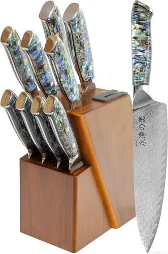 Miniatura 13 de Cuchillo de cocina de Damasco, acero de damasco de 67 capas, juego de cuchillos de chef profesionales de 13 pulgadas para cocina, mango ergonómico