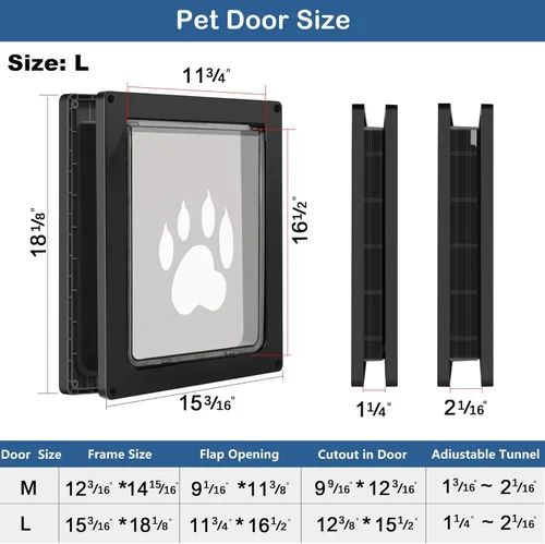 Miniatura 6 de CEESC Puerta Grande para Perros para Mascotas de Hasta 100 lb, Puerta para Mascotas Resistente a la Intemperie para Gatos y Perros, Duradera, Panel