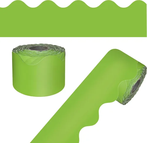 Carson Dellosa 65 pies de bordes para tablón de anuncios verde lima, 1 rollo de borde festoneado para pizarra rodante, corcho y cartulina, Día de
