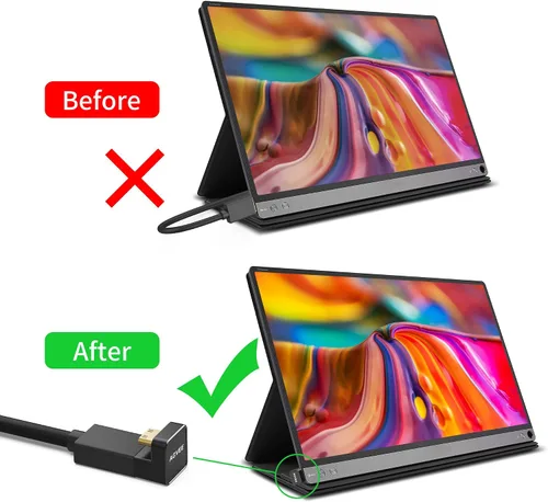 Miniatura 2 de AGVEE Paquete de 1 adaptador mini HDMI macho a HDMI hembra en ángulo de 180 grados, en forma de U 4K @60HZ, convertidor de conector extensor