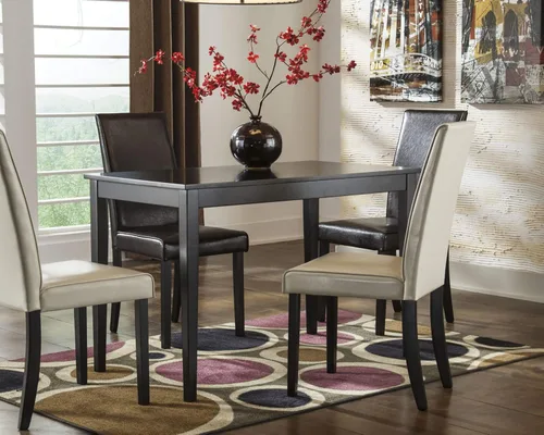 Miniatura 2 de Signature Design - Juego de sillas y mesa de comedor (juego de 2) + mesa rectangular, color marrón oscuro