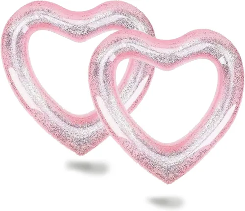 Miniatura 11 de Inflatable Heart Pool Float, Sweet Love Swim Rings Float Loungers Tube for Summer Water Fun Beach Party Toys for Adults