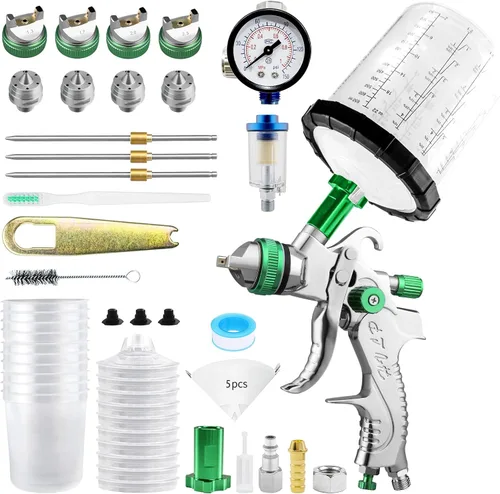 HVLP - Pistola pulverizadora con 10 vasos de pintura desechables de 22.0 fl oz, 4 boquillas, 1.4/1.7/2.0/0.098 in, pistolas de pintura automotriz,