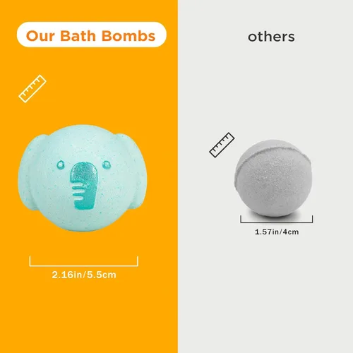 Miniatura 5 de SHUCHING 14 bombas de baño de animales coloridos para niños, bolas de baño de burbujas orgánicas para niños pequeños, juego de regalos de cumpleaños
