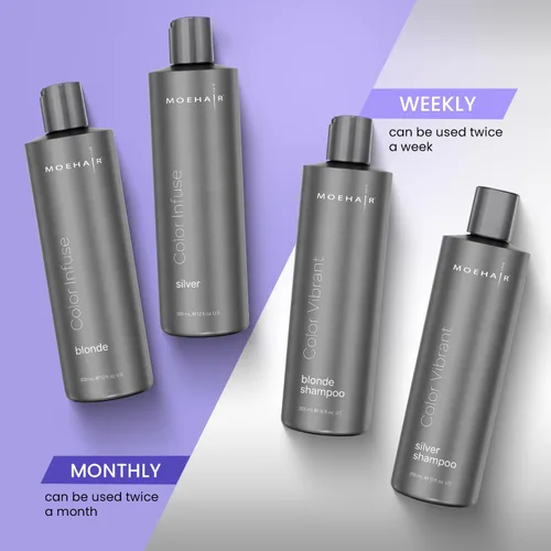 Miniatura 4 de MOEHAIR Color Infuse Blonde - 12 onzas líquidas Tóner morado para cabello rubio Neutraliza el cobrizo y los tonos amarillos no deseados Tónico